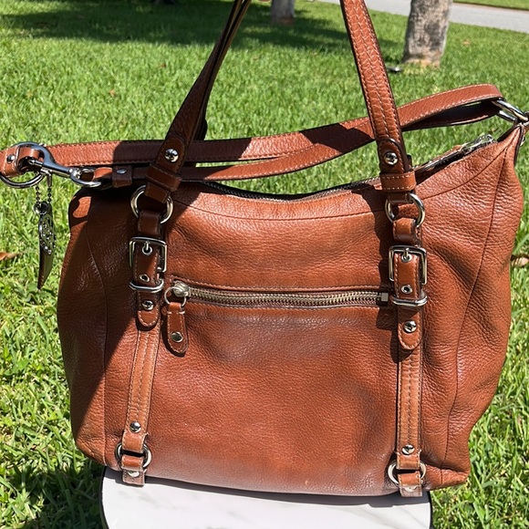 COACH Alexandra Saddle Brown Pebble Tote - Picture 2 of 9